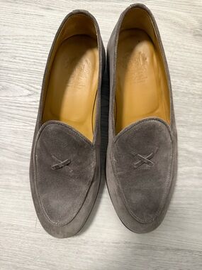Del Toro Grey Suede Pennyless Loafers